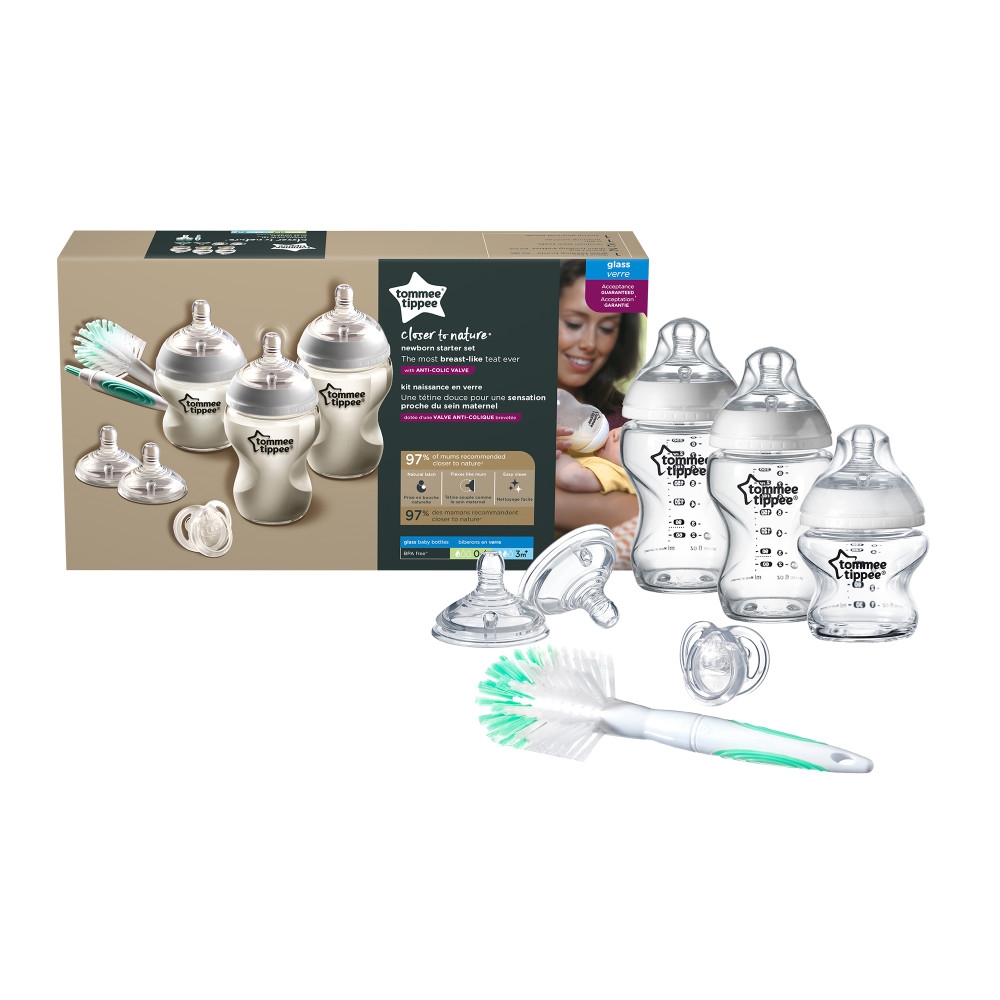 Set biberoane de sticla si perie Tommee Tippee