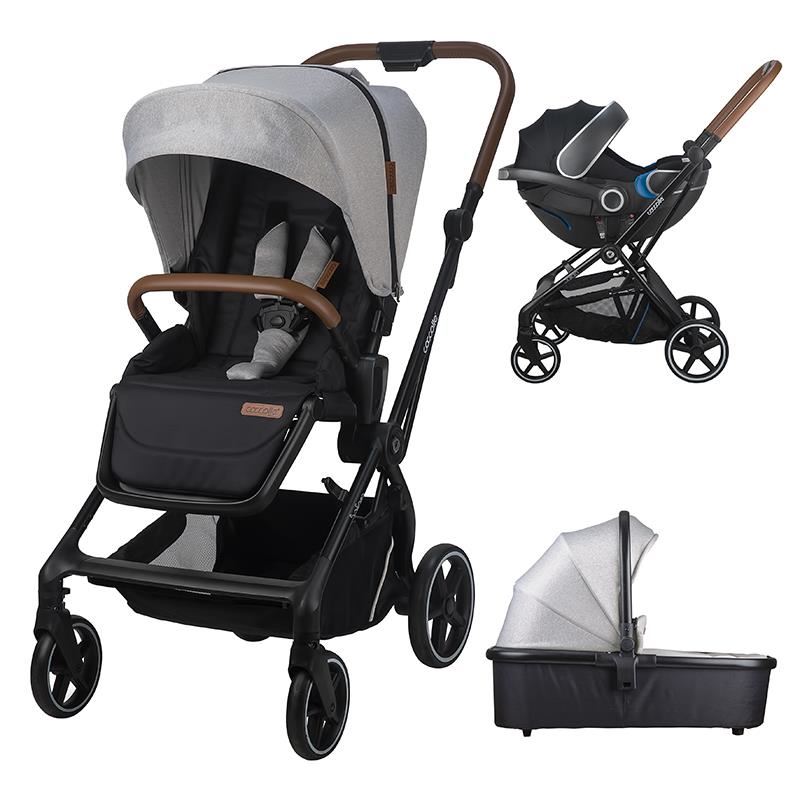 Carucior compact 2 in 1 Coccolle Saliara Greystone, include scoica auto Idan Satin Black