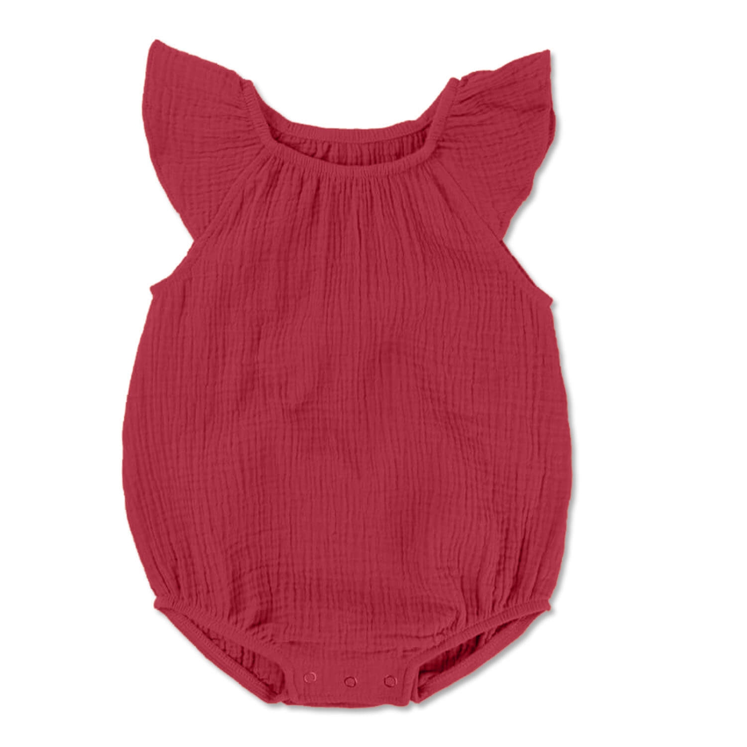 Salopeta bebelusi din muselina cu maneca scurta si volanase Kidizi Freya chilli