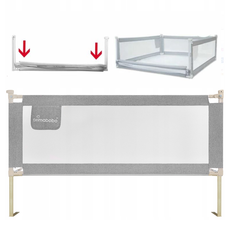 Bariera protectie pat culisanta XXL 160 cm Classic Primabobo inaltime reglabila 68-98 cm