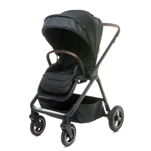 Carucior reversibil cu roti de cauciuc 4Baby EVERSO Negru, recomandat pana la 22 kg