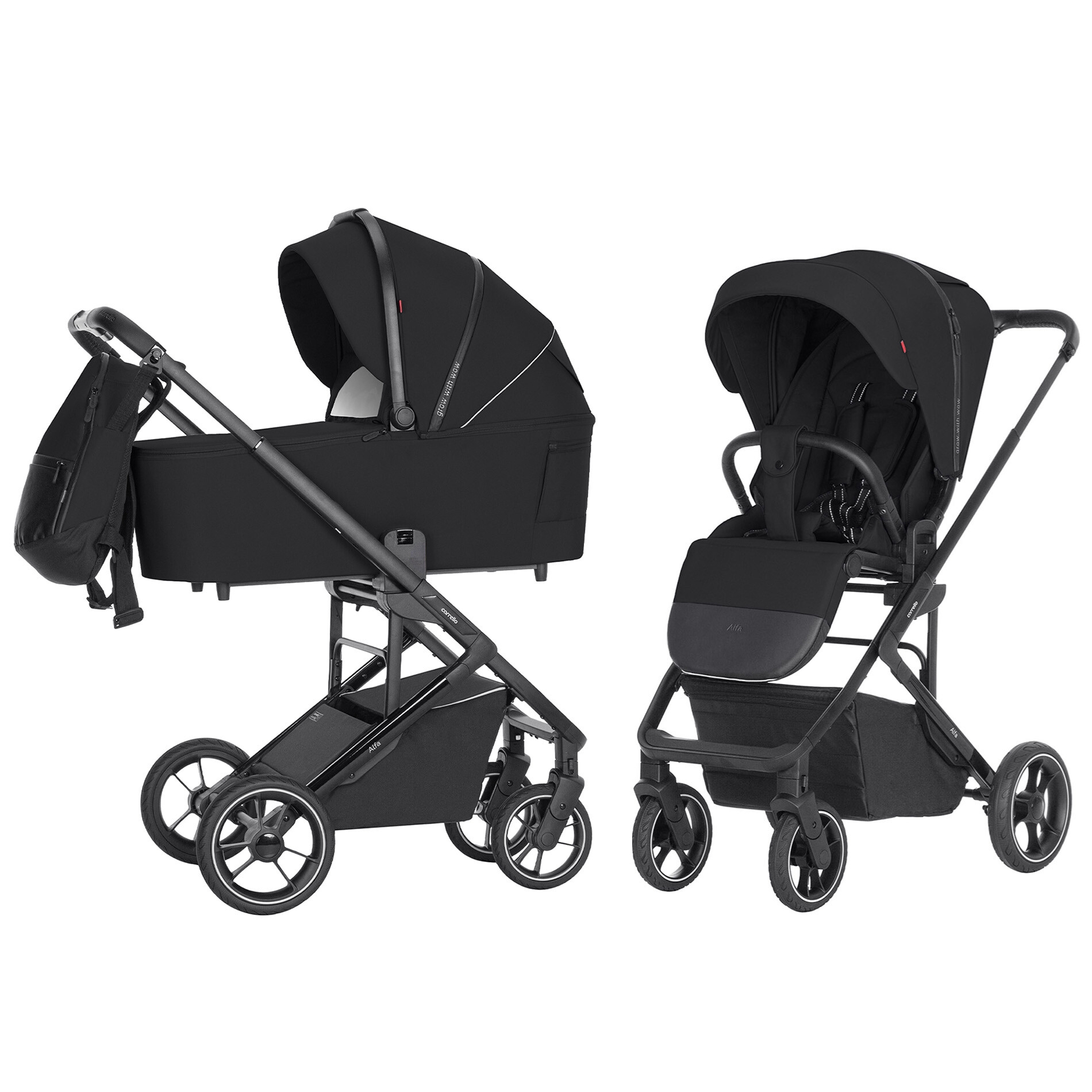 Carucior troller reversibil 2 in 1, recomandat pana la maxim 22 kg, Midnight Black Carrello ALFA