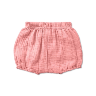 Pantaloni scurti bufanti pentru bebelusi din muselina dubla Bloomers Blair Kidizi pink