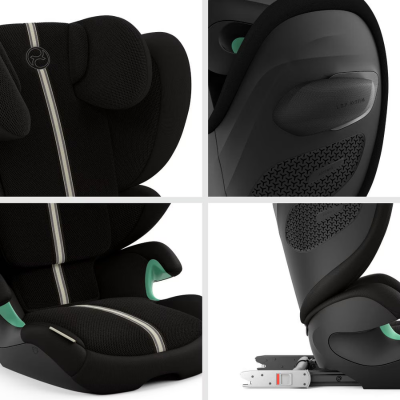 Scaun auto copii Cybex Solution G2 Plus i-Size Moon Black 100-150 cm – ISOFIX, pliabil, ventilatie 3D Air Mesh si protectie laterala L.S.P. Plus