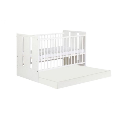 Patut lemn Paula alb cu sertar Klups