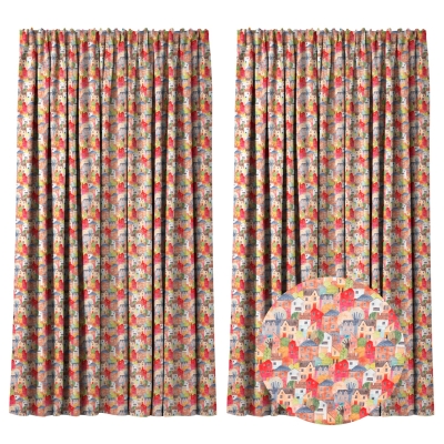 Set 2 draperii 180 x 240 cm, blackout 60%, print modern, Kidizi Colors are Back in Town, multicolor, draperii camera copilului