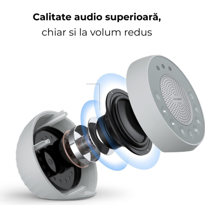 Dispozitiv de sunete albe si melodii cu lumina de veghe Kidizi W05, 31 sunete, 8 culori, functie memorie, timer