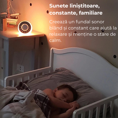 Dispozitiv de sunete albe si melodii cu lumina de veghe Kidizi W05, 31 sunete, 8 culori, functie memorie, timer