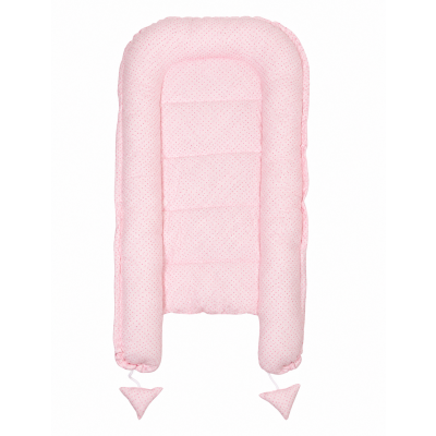 Set bebe nou-nascut 5 piese Kidizi - Babynest Cocoon 90x50 cm, prosop cu gluga 90x90 cm, paturica din muselina, 2 aleze impermeabile si centura anticolici - Fairy Clouds