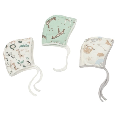 Set 3 caciulite din bumbac flausat Kidizi, 0-2 luni