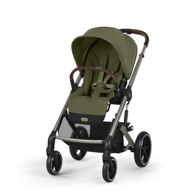 Carucior pentru nou nascut Cybex Balios S Lux Moss Green, maner rotunjit