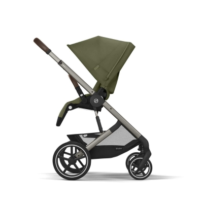 Carucior pentru nou nascut Cybex Balios S Lux Moss Green, maner rotunjit