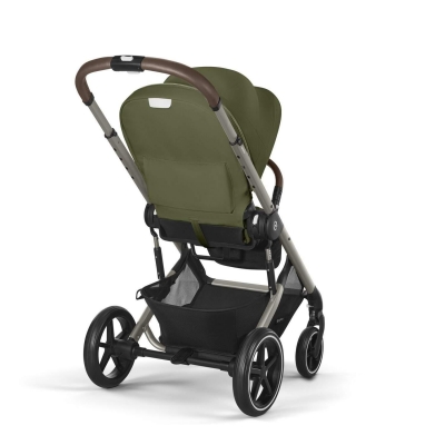 Carucior pentru nou nascut Cybex Balios S Lux Moss Green, maner rotunjit