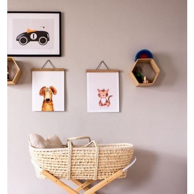 Cosulet bebe pentru dormit handmade din material ecologic Ahoj Baby natur, include stand si salteluta