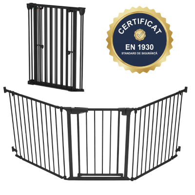 Gard de siguranta pentru copii si animale Kidizi Arven, 3 panouri modulare pliabile, portita cu deschidere in ambele sensuri si autoinchidere, design flexibil