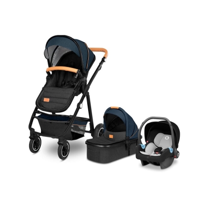 Carucior compact Amber 3 in 1 Lionelo, include scoica auto, albastru