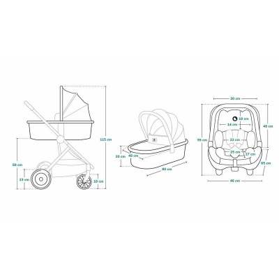 Carucior compact Amber 3 in 1 Lionelo, include scoica auto, albastru