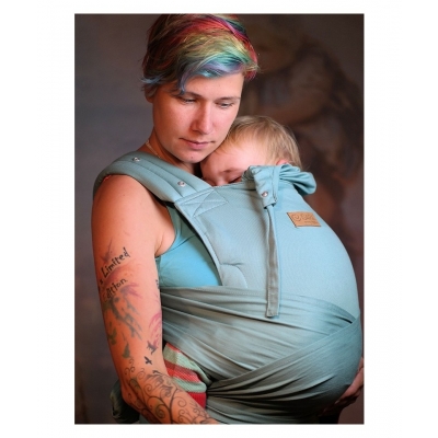 Marsupiu ergonomic bumbac organic Isara Quick Half Buckle Aquamarine