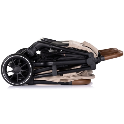 Carucior gemeni Chipolino Twinity Tiramisu, 0-4 ani, pliere automata, 22 kg/sezut, cadru aluminiu