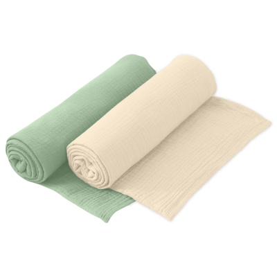 Set 2 paturi pentru bebelusi de vara din muselina dubla 100x100 cm Kidizi Mint, bumbac 100%