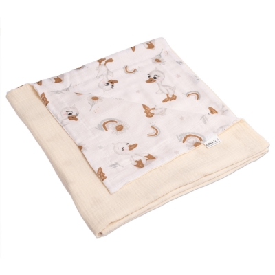 Paturica de vara din muselina dubla 110x75 cm Kidizi Ducky, bumbac 100%