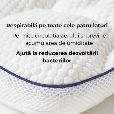 Perna ergonomica copii 3-10 ani Kidizi ErgoAir, respirabila si antibacteriana, cu doua fete si husa Safari Bej detasabila, ajuta la gestionarea caldurii in zona capului