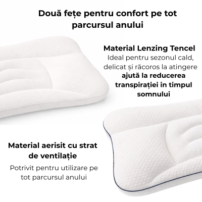 Perna ergonomica copii 3-10 ani Kidizi ErgoAir, respirabila si antibacteriana, cu doua fete si husa Safari Bej detasabila, ajuta la gestionarea caldurii in zona capului