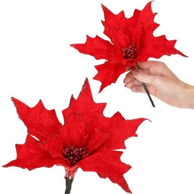 Set 3 ornamente brad Craciun rosii Steaua Bethleemului, diametru 24 cm