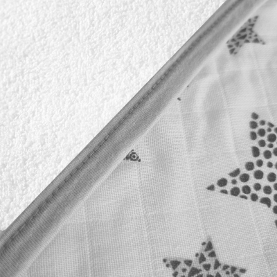 Prosop bebe 80x80 cm cu doua fete muselina si frotir Kidizi Galaxy Grey
