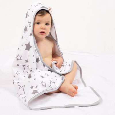 Prosop bebe 80x80 cm cu doua fete muselina si frotir Kidizi Galaxy Grey
