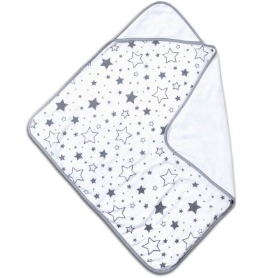 Prosop bebe 80x80 cm cu doua fete muselina si frotir Kidizi Galaxy Grey