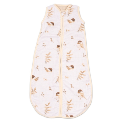 Sac de dormit copii de vara din muselina Kidizi Birdy 75 cm, 100% bumbac, 0-9 luni