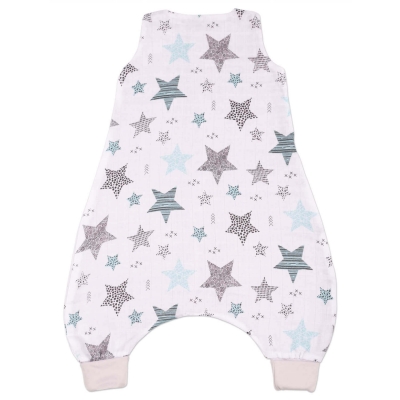 Sac de dormit cu picioare de vara din muselina 6-18 luni Kidizi All Mint Stars, 0.5 tog
