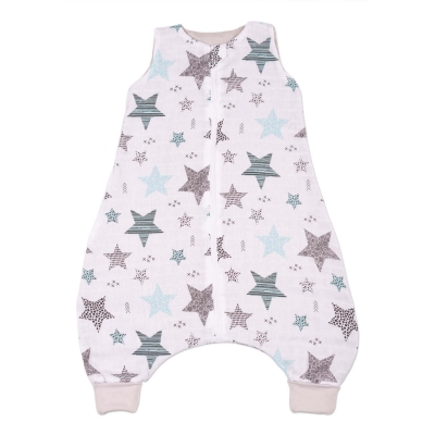 Sac de dormit cu picioare de vara din muselina 6-18 luni Kidizi All Mint Stars, 0.5 tog