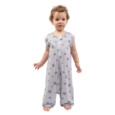 Sac dormit copii de vara din bumbac cu picioare 18-36 luni Kidizi Galaxy Grey, 0.5 tog