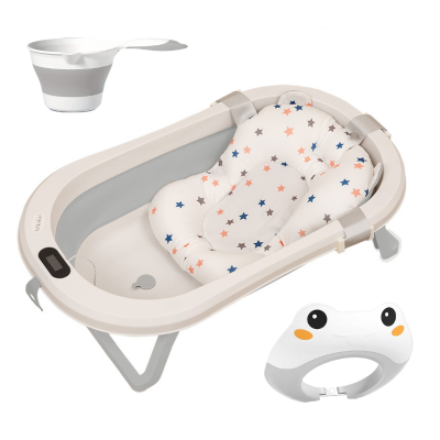 Set complet baita bebe 3 in 1 include cadita pliabila cu termometru, dop si furtun, hamac ajustabil, cana clatire pliabila, viziera ajustabila Kidizi Folda