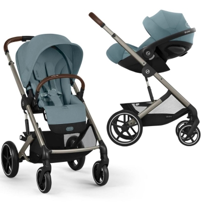 Sistem de calatorie Cybex Balios S Lux cu scoica spatar reglabil Cloud G Plus Stormy Blue, include adaptori auto si baza Isofix G
