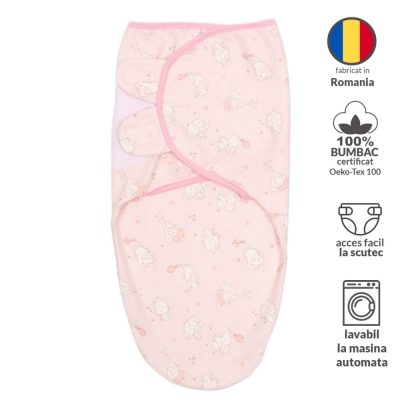 RESIGILAT Set 3 sisteme de infasat reglabil din bumbac 0-3 luni Kidizi All Pink, 100% bumbac