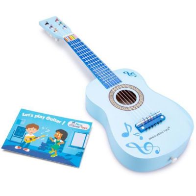 Chitara acustica din lemn de fag lacuit, albastru New Classic Toys