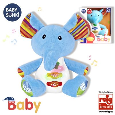 Jucarie interactiva bebe cu activitati si lumini 15 cm Elefant albastru Reig Musicals