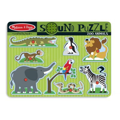 Melissa&Doug - Puzzle de lemn cu sunete Animale de la Zoo