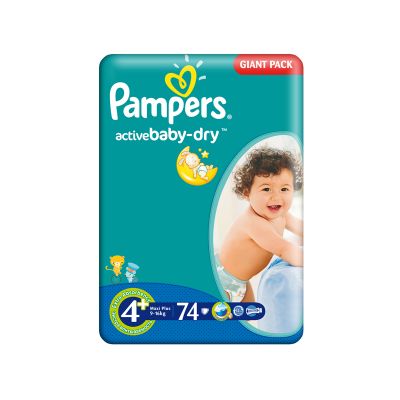 Pampers - Scutece numarul 4+ Active Baby 74 buc