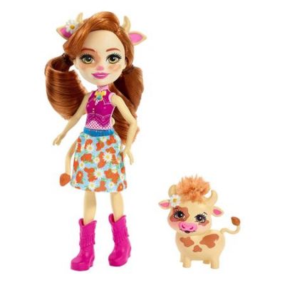 Mattel Set papusa Cailey Cow Enchantimals si figurina Curdle