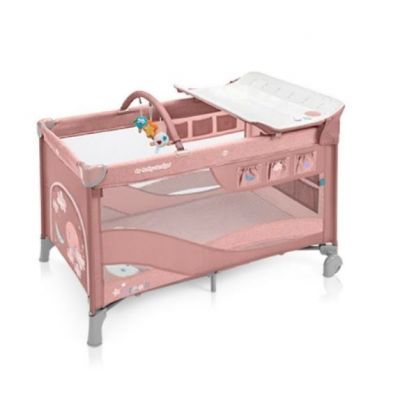 Patut pliabil cu 2 nivele Baby Design Dream Pink