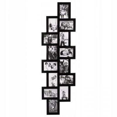 Rama foto 118x36 cm, colaj 14 fotografii dimensiuni diferite, negru