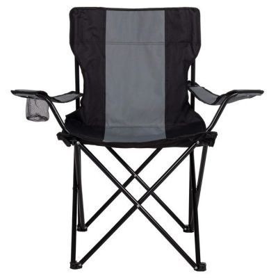 Scaun pliabil pentru camping Springos negru si gri, greutate suportabila 100 kg