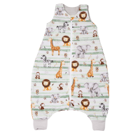 Sac de dormit cu picioare de vara pentru copii 18-36 luni Kidizi Safari Green 0.5 tog, mansete transformabile in soseta
