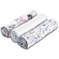 Set 3 paturici muselina 78x78 cm Kidizi Pink Roses, 100% bumbac