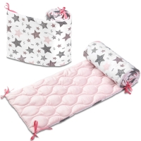 Set 2 aparatori matlasate patut 140x70 cm Kidizi All Pink Stars Deluxe, inaltime 35 cm