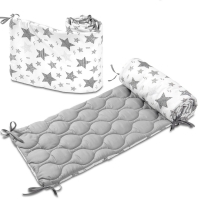 Set 2 aparatori matlasate patut 120x60 cm Kidizi Magic Stars Grey Deluxe, inaltime 35 cm